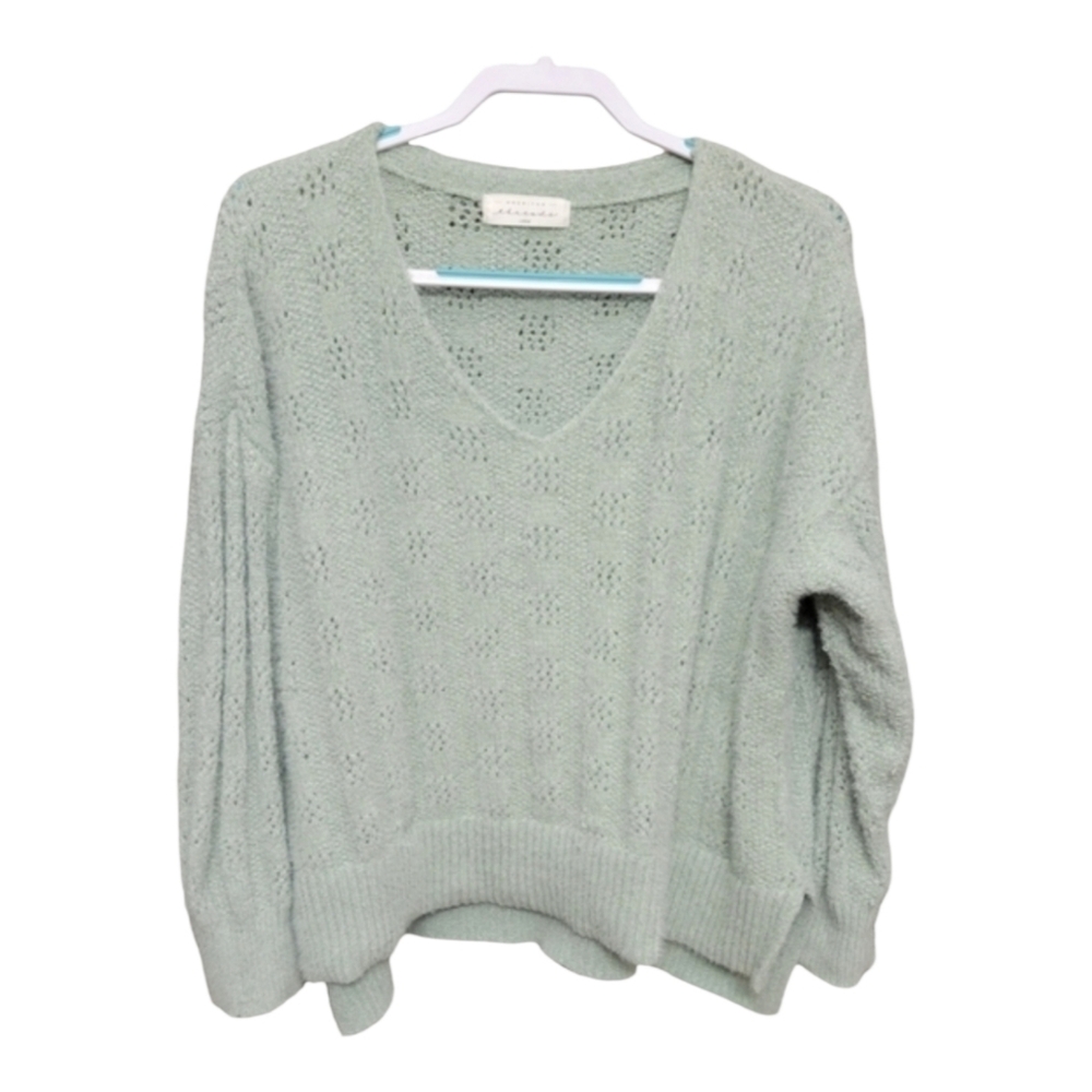 American Threads women's green knit long sleeve sweater Size L